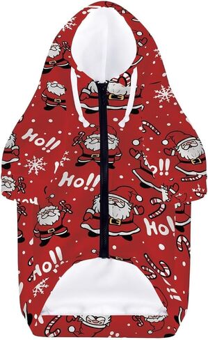 Howilath Cute Santa Claus Dog Hoodie Sweater for Small Medium Dogs Christmas Zipper Sweatshirt with Hat Tracksuits Pet Clothing - M in Saudi Arabia