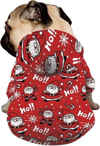 Howilath Cute Santa Claus Dog Hoodie Sweater for Small Medium Dogs Christmas Zipper Sweatshirt with Hat Tracksuits Pet Clothing - M in Saudi Arabia