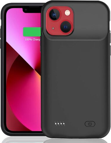 Battery Case for iPhone 13 Mini, Upgraded 6500mAh Ultra-Slim Portable Rechargeable Extended Battery Pack Charging Case Compatible with iPhone 13 Mini (5.4 inch) Charger Case Support Carplay (Black) in Kuwait