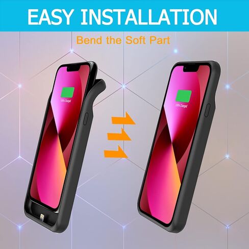 Battery Case for iPhone 13 Mini, Upgraded 6500mAh Ultra-Slim Portable Rechargeable Extended Battery Pack Charging Case Compatible with iPhone 13 Mini (5.4 inch) Charger Case Support Carplay (Black) in Kuwait