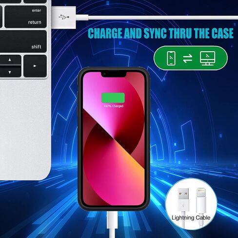 Battery Case for iPhone 13 Mini, Upgraded 6500mAh Ultra-Slim Portable Rechargeable Extended Battery Pack Charging Case Compatible with iPhone 13 Mini (5.4 inch) Charger Case Support Carplay (Black) in Kuwait