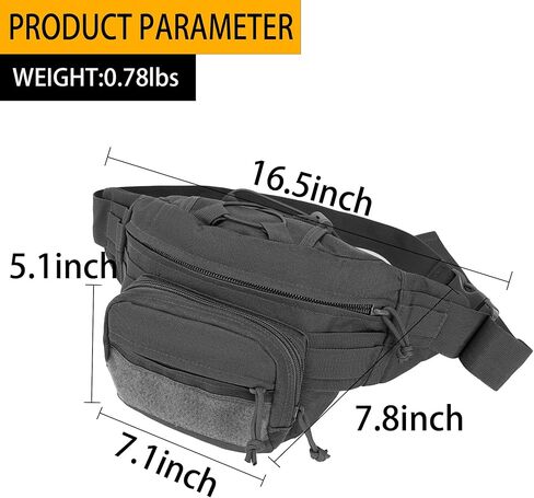 حقيبة فاني تكتيكية للرجال، حقيبة حمل مخفية، حقيبة خصر متعددة الجيوب للتنزه في الهواء الطلق وتسلق الصيد in Kuwait