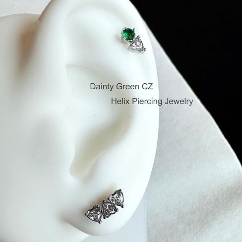Heart Helix Earring Stud 18G Conch Piercing Jewelry Cartilage Earrings Upper Lobe Piercings Tragus Earrings Stainless Steel Helix Piercings for Women in Saudi Arabia