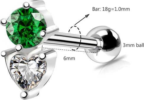 Heart Helix Earring Stud 18G Conch Piercing Jewelry Cartilage Earrings Upper Lobe Piercings Tragus Earrings Stainless Steel Helix Piercings for Women in Saudi Arabia