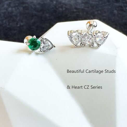 Heart Helix Earring Stud 18G Conch Piercing Jewelry Cartilage Earrings Upper Lobe Piercings Tragus Earrings Stainless Steel Helix Piercings for Women in Saudi Arabia