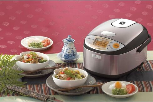 جهاز طبخ الأرز وسخانه بنظام التسخين التعريفي Zojirushi، 3 أكواب مع منطق غامض، الطبخ بلمسة واحدة، وميزة الحفاظ على الدفء التلقائي (بني داكن) حزمة مع وعاء غسيل الأرز ومجموعة ملعقة (3 عناصر) in Kuwait