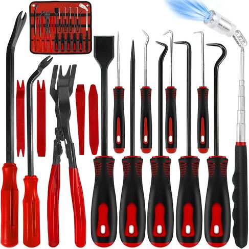 17 PCS Long Pick Set Hook and Pick Set Hose Pick O-Ring Pick with Metal Scraper Magnetic Telescoping Tool Car Trim Removal Tool Automotive Kit (Blue-17PCS) in Kuwait