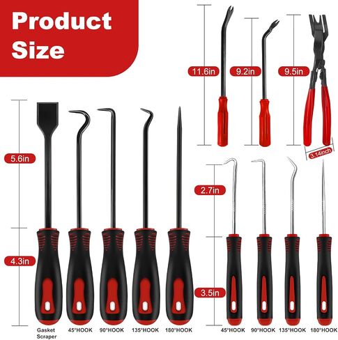 17 PCS Long Pick Set Hook and Pick Set Hose Pick O-Ring Pick with Metal Scraper Magnetic Telescoping Tool Car Trim Removal Tool Automotive Kit (Blue-17PCS) in Kuwait