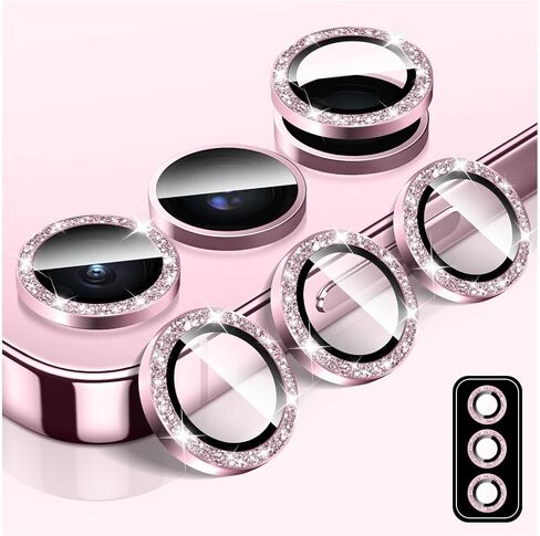 LucBuy Bling Camera Lens Protector for Samsung Galaxy A25, Tempered Glass Camera Cover Film Stickers, Glitter Automatic-Alignment Individual Metal Ring Screen Protector in Saudi Arabia