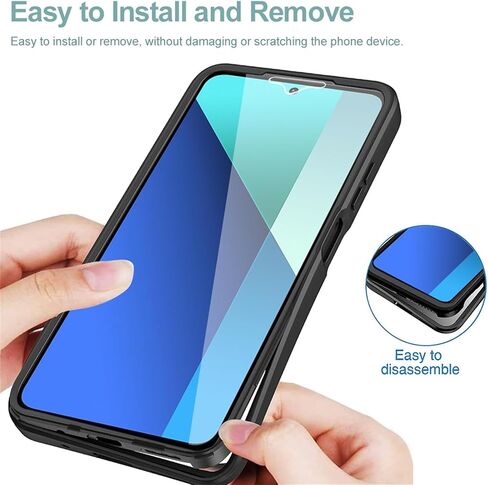 360°All-Inclusive Case for Xiaomi Redmi Note 13 4G (Not 5G), [Built in Screen Protector] Dual Layer Full Body Shockproof Dustproof Clear Phone Case for Xiaomi Redmi Note 13 4G QB-Black in Saudi Arabia