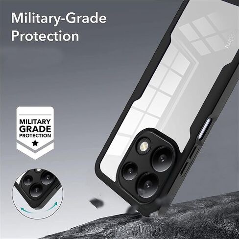 360°All-Inclusive Case for Xiaomi Redmi Note 13 4G (Not 5G), [Built in Screen Protector] Dual Layer Full Body Shockproof Dustproof Clear Phone Case for Xiaomi Redmi Note 13 4G QB-Black in Saudi Arabia