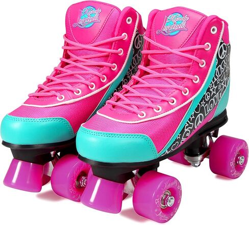 Kandy-Luscious Kid's Roller Skates - Comfortable Outdoor Children's Skates with Fun Colors & Designs | Disco Diva Black | Size 4 in Saudi Arabia