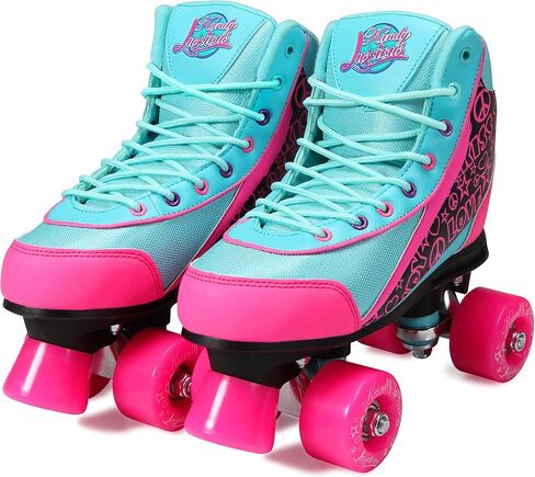 Kandy-Luscious Kid's Roller Skates - Comfortable Outdoor Children's Skates with Fun Colors & Designs | Disco Diva Black | Size 4 in Saudi Arabia