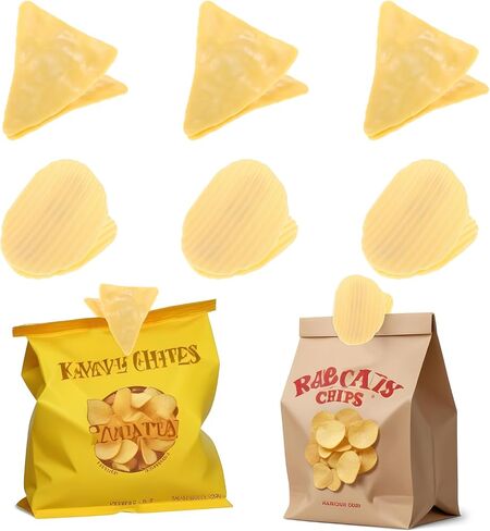 Cute Chip Clips, 6Pcs Bag Clips Food Clips Novelty Creative Realistic Potato Chips Crisps Shape Snack Clips Funny Sealing Clips for Kitchen Food Storage Snacks Bag Sealer Sealing in Saudi Arabia