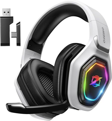 2.4GHz Wireless Gaming Headset with Microphone, 2.4G USB & Type C Transmitter - 30h Battery Life - RGB Lighting Gaming Headphones for PS5, PS4, PC, Phone in Saudi Arabia