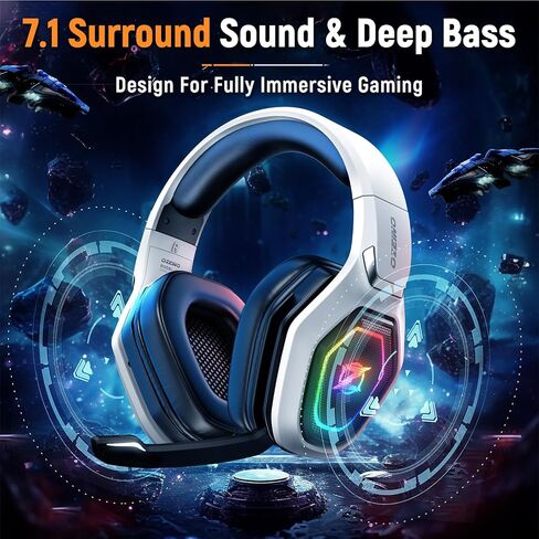 2.4GHz Wireless Gaming Headset with Microphone, 2.4G USB & Type C Transmitter - 30h Battery Life - RGB Lighting Gaming Headphones for PS5, PS4, PC, Phone in Saudi Arabia