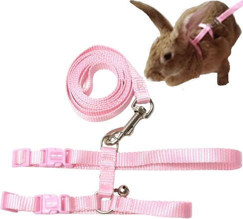 Rabbit Bunny Harness with Leash Adjustable Soft Nylon Harness Rabbit Vest Harness Lead Leash Pink Blue Lead Leash All Season for Small Animals (Pink,S) in Saudi Arabia