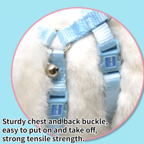 Rabbit Bunny Harness with Leash Adjustable Soft Nylon Harness Rabbit Vest Harness Lead Leash Pink Blue Lead Leash All Season for Small Animals (Pink,S) in Saudi Arabia
