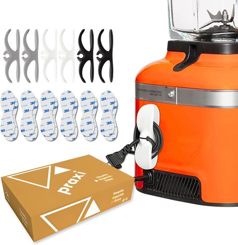 PRAXI White Grey Black Cord Organizers for Appliances - Upgraded Cord Holder Stick On - 6 Cord Kepper with 12 3M Adhesives - Rubber Cord Wrapper for Appliances Mixers, Coffee Maker, Chargers, and more in Saudi Arabia