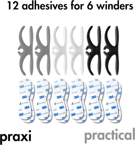 PRAXI White Grey Black Cord Organizers for Appliances - Upgraded Cord Holder Stick On - 6 Cord Kepper with 12 3M Adhesives - Rubber Cord Wrapper for Appliances Mixers, Coffee Maker, Chargers, and more in Saudi Arabia