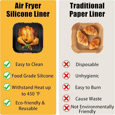 2pcs Silicone Air Fryer Liners for Ninja Crispi Glass Air Fryer FN101GY 4 & 6 QT, Reusable Airfryer Basket Liners for Ninja, Large & Small Silicone Trays for Oven Microwave Kitchen Accessories in Saudi Arabia