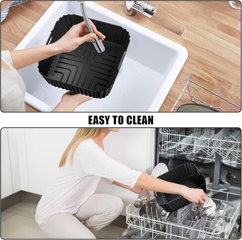 2pcs Silicone Air Fryer Liners for Ninja Crispi Glass Air Fryer FN101GY 4 & 6 QT, Reusable Airfryer Basket Liners for Ninja, Large & Small Silicone Trays for Oven Microwave Kitchen Accessories in Saudi Arabia