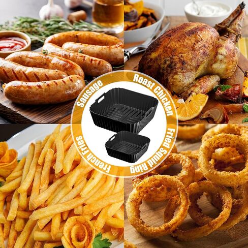 2pcs Silicone Air Fryer Liners for Ninja Crispi Glass Air Fryer FN101GY 4 & 6 QT, Reusable Airfryer Basket Liners for Ninja, Large & Small Silicone Trays for Oven Microwave Kitchen Accessories in Saudi Arabia