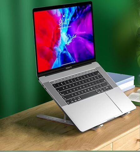 Portable and Adjustable Laptop Stand,Foldable Laptop Stand for Desk,Aluminum Alloy Not ABS Laptop Riser, Notebook Bracket,Notebook Holder in Saudi Arabia