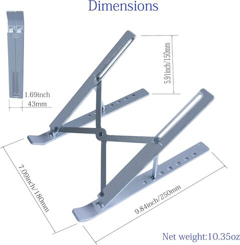 Portable and Adjustable Laptop Stand,Foldable Laptop Stand for Desk,Aluminum Alloy Not ABS Laptop Riser, Notebook Bracket,Notebook Holder in Saudi Arabia