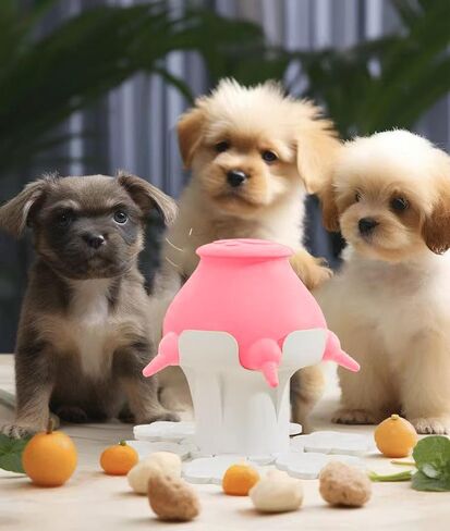 Puppy Feeder for Multiple Puppies and Kittens, Alishasha, 400ml Breast Milk Feeder with 5 Nipples, Adjustable Simulated Nursing Silica Bottle for Newborn Puppies and Kittens,Piggy,Rabbits (Pink) in Saudi Arabia