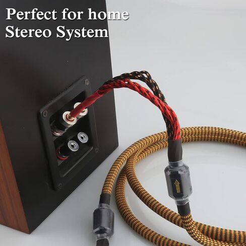 Tertullus HiFi OFC Audiophile Speaker Cable, Nylon Braid Gold Plated Banana Plug Cable,with 8 Banana Plugs,(10ft 3m) in Saudi Arabia