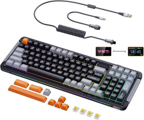 L98 Wireless Mechanical Keyboard with 1.14" TFT LCD, Hot-swappable RGB Keyboard with Gateron G Yellow Pro Switches, Bluetooth/2.4G/Wired, Gasket Mount, PBT Keycaps, Charcoal Gray in Saudi Arabia