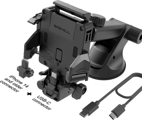 حامل هاتف شحن من SIGHILL NO-Look Agena G1 مزود بفتحة تهوية عالمية للسيارة لمنفذ USB-C iPhone وSamsung وGoogle in Saudi Arabia
