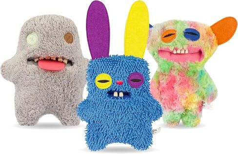 Sinco Pets: Fuggler Funny Ugly Monster Assortment 1-3 عبوات - لعبة للكلاب قطيفة ناعمة، خياطة صديقة للحيوانات الأليفة، مصدر صرير، آذان مجعدة، زميل أسنان مطاطي in Kuwait