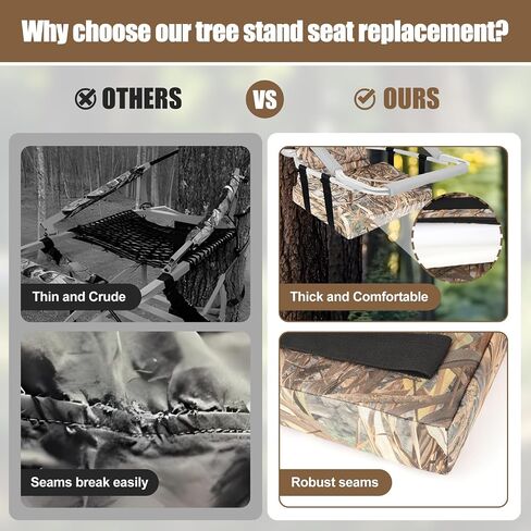 Tree Stand Seat,Adjustable Tree Stand Seat Cushion for Hunting,Extra Thick Comfortable Layer Double Sponge Universal Treestand Cushion Fits Climber Deer Tree Stands in Saudi Arabia
