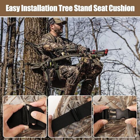 Tree Stand Seat,Adjustable Tree Stand Seat Cushion for Hunting,Extra Thick Comfortable Layer Double Sponge Universal Treestand Cushion Fits Climber Deer Tree Stands in Saudi Arabia