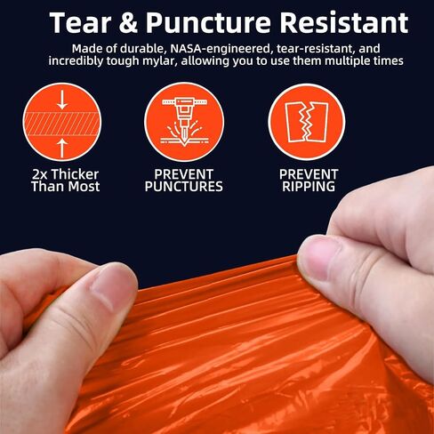 2024 Thickened Emergency Rain Poncho with Mylar Blanket Liner, Heavy Duty Thermal Poncho Survival Blankets for Adult, Reusable Survival Ponchos Survival Gear, Camping, Hiking, Outdoor in Saudi Arabia