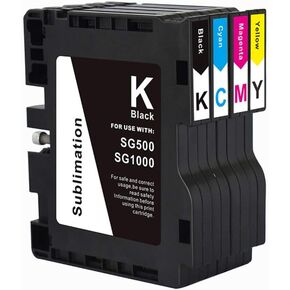 SG500 SG1000 New Sublimation Ink Cartridge Compatible with Sawgrass Virtuoso SG500 SG1000 Printers(1 Black, 1 Cyan, 1 Magenta, 1 Yellow, 4-Pack)