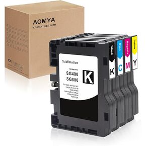 Aomya 4 Pack SG400 SG800 Sublimation Ink Cartridge Heat Transfer Compatible for Ricoh SG400 SG800 SG3100 3100SNW 3110 3110DN 3110DNW 3110SFNW 3110SNW 7100 7100DN 2100 21OON 2010L