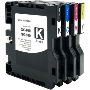 خرطوشة حبر التسامي SG400 SG800 عالية الإنتاجية متوافقة مع طابعة Sawgrass Virtuoso SG400 SG800 DIY (1 أسود، 1 سماوي، 1 أرجواني، 1 أصفر، 4 عبوات) in Kuwait