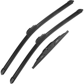 ACROPIX 21" 21" 10" Front Rear Windshield Wiper Blade Set Fit for Jeep Patriot with J/U Hook - Pack of 3 Black