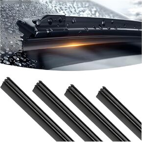 4PCS Car Windshield Wiper Blade Strips, DIY Silicone Car Frameless Window Boneless Replacement, Auto Adjustable Insert Rubber Wiper Blade Refills, Universal for SUV Truck Van