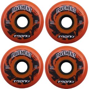 TronX Outdoor Asphalt Pavement 85A Inline Roller Hockey Wheels 4 Pack | 59mm, 68mm, 72mm, 76mm, 80mm Sizes Hi-Lo