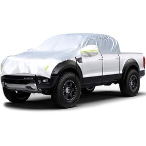 Half Car Cover with Cotton All Weather Car Body Covers Outdoor Indoor for All Season Waterproof Dustproof UV Resistant Snowproof Universal (Fit Sedan Length 176'' to 194'')
