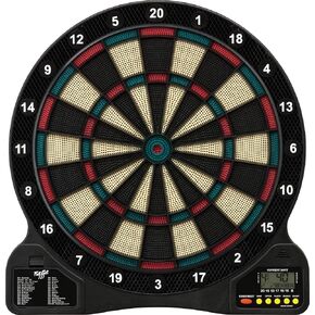 Fat Cat by GLD Products 727 Electronic Dartboard Value Size Over 15 Games and 132 Options Auto-Scoring Compact Display with Missed-Dart Throw Catch Ring Soft Tip Darts and Extra Points Battery Operated, multicolored, one size