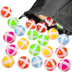 Skylety 30 Pieces Sticky Balls for Fabric Dart Board, Dart Hook and Loop Balls with Storage Bag, Safe Sport Balls Toy Darts Game Accessories for Adults and Teens Indoor Outdoor Party Games, 6 Colors
