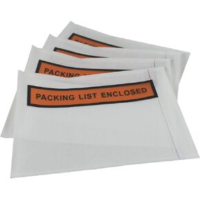 100 Clear Packing List Enclosed Invoice Envelopes 4.5" x 5.5" Self Adhesive