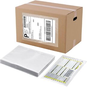 RyhamPaper Packing List Envelopes, Clear 7.5" x 5.5" Self Adhesive Shipping Labels Envelope Pouches (100 PCS)