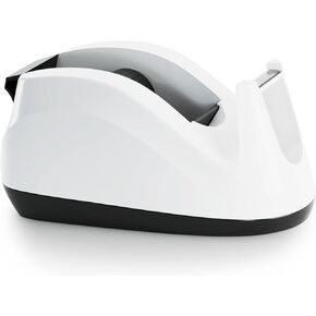 Heavy Base Nonskid Desk Tape Dispenser One-Hand Dispensing (White)