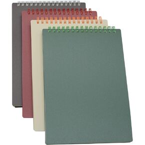 Yansanido Top Bound Spiral Notebook, 4 Pcs 4 Color A5 Size Thick Plastic Hardcover 7mm College Ruled Paper 80 Sheets (160 Pages) Journal for School and Office Supplies (4 Pcs A5)